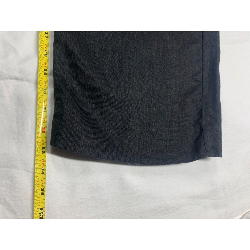 Banana Republic 100% Linen Wide Leg Pants 12L Black Tall High Rise Pleated Work - Picture 6 of 10